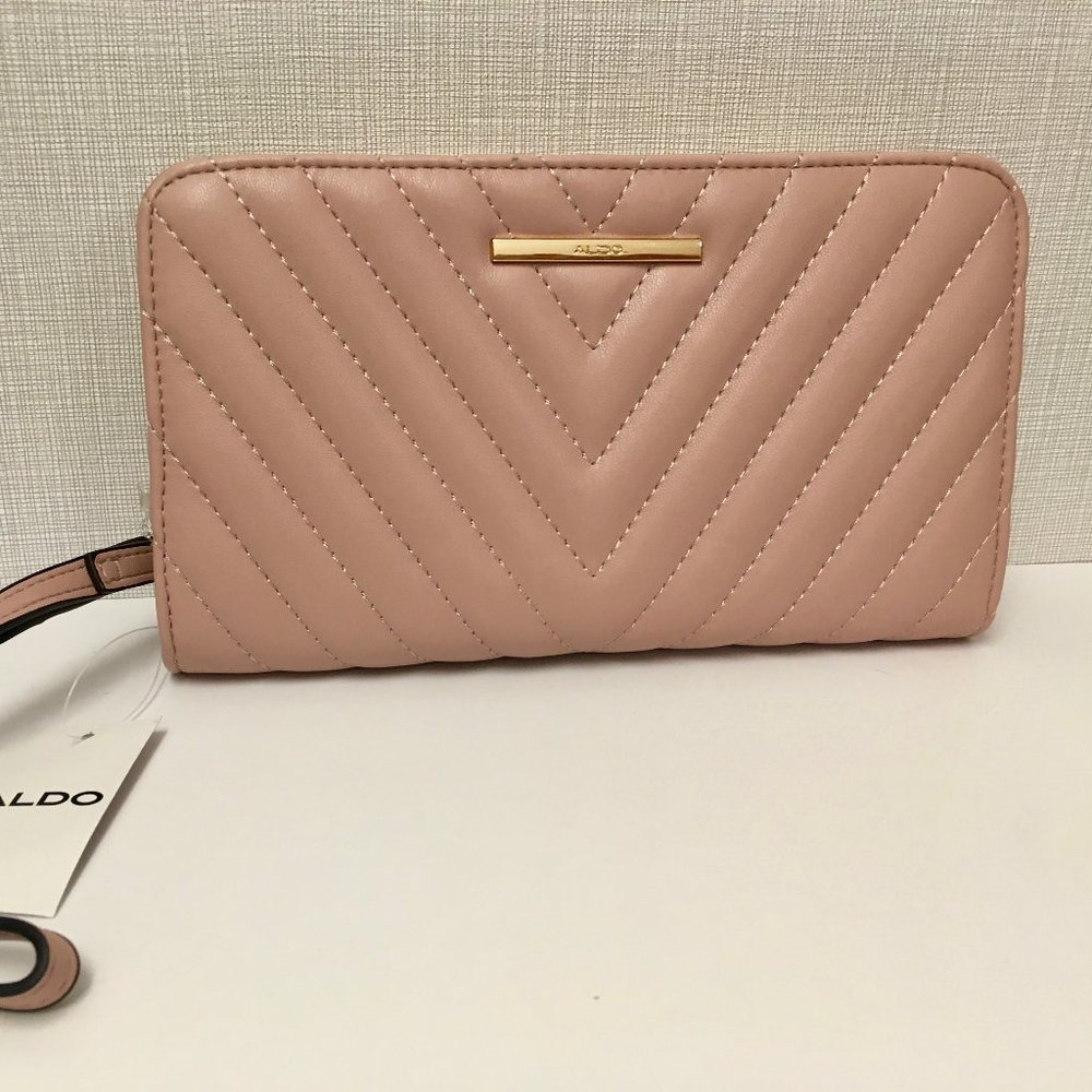 NWT Aldo Wallet Light Pink w/ Gold Zipper & Strap